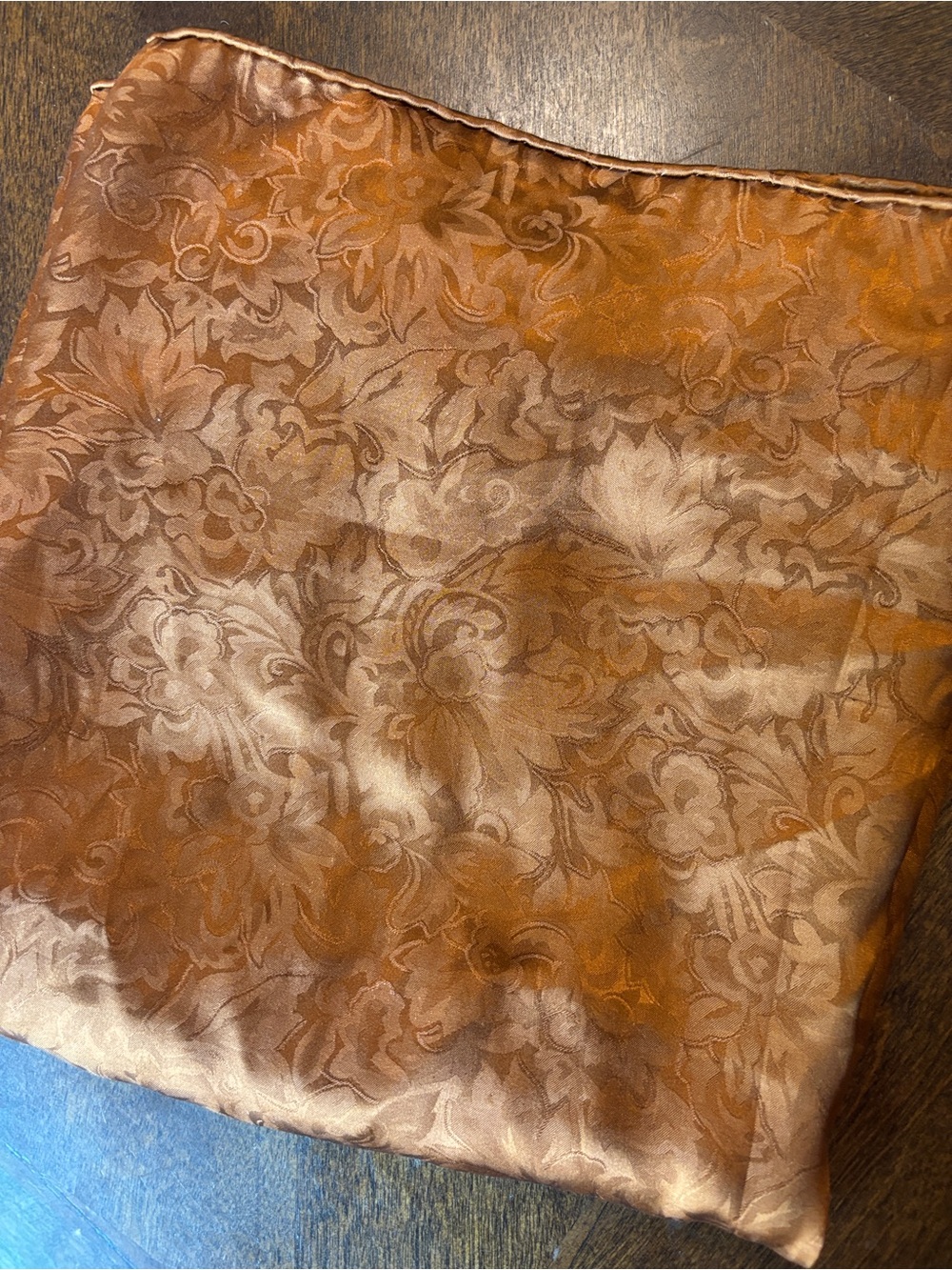 Wyoming Traders Floral Jacquard Satin Scarf in Copper